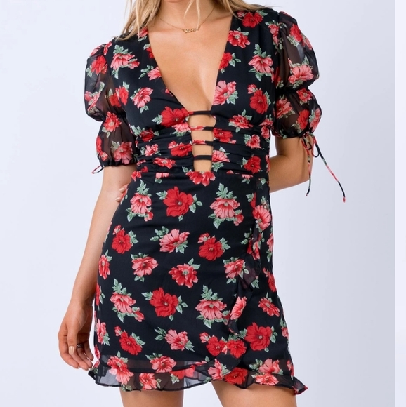 Princess Polly Lioness Madison Floral Mini Dress L - Picture 3 of 11
